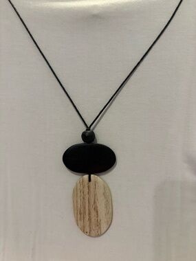 Handcrafted Black and Natural Wood Pendant Necklace